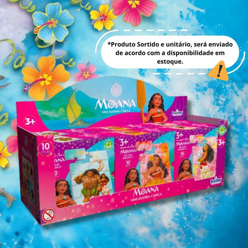 Mini Quebra-Cabeça de Madeira - Moana - Sortido e Unitário Pais e